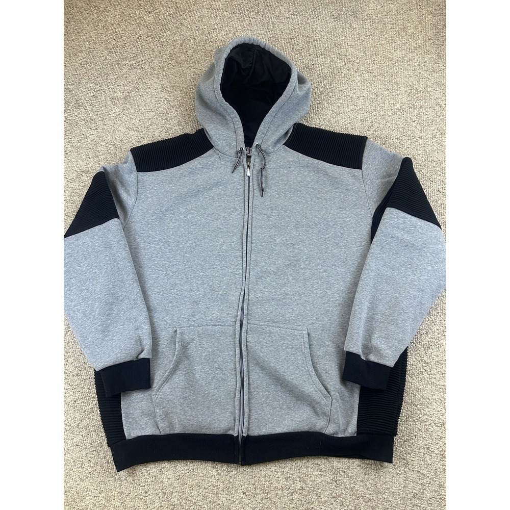 Old Skool Full Zip Hooded Fleece Jacket Men's Size 4XL Hip Hop Streetwear Baggy